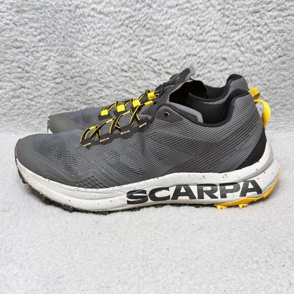Scarpa Spin Planet Mens Size 10.5 Trail Running Shoes Gray Yellow Mesh - Picture 3 of 9